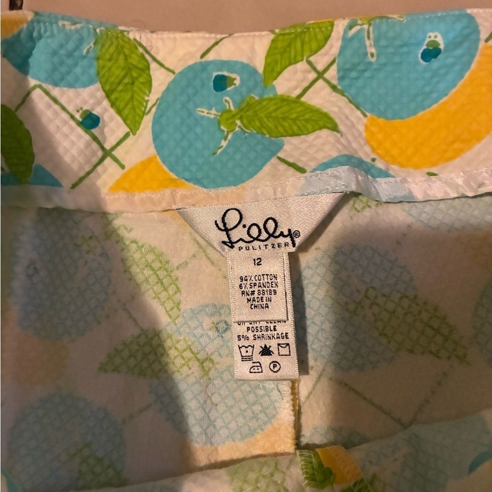 Lilly Pulitzer Vintage Citrus Print Crop Pants - Yellow, Blue & Green - Picture 4 of 6